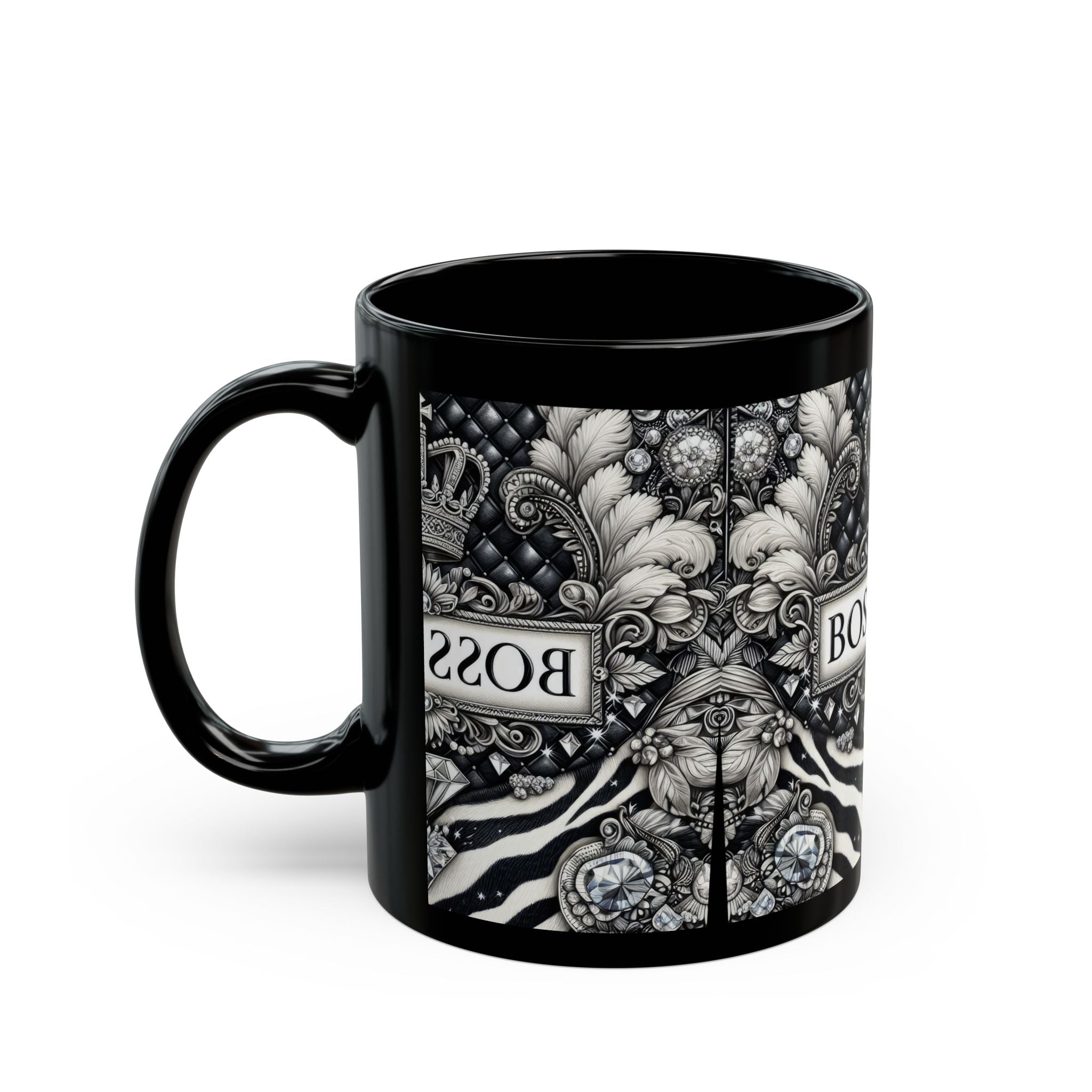 Boss Lady Black Mug - Gift for Her, Office Decor, Motivational Mug, Coffee Lover Gift, Empowerment Drinkware