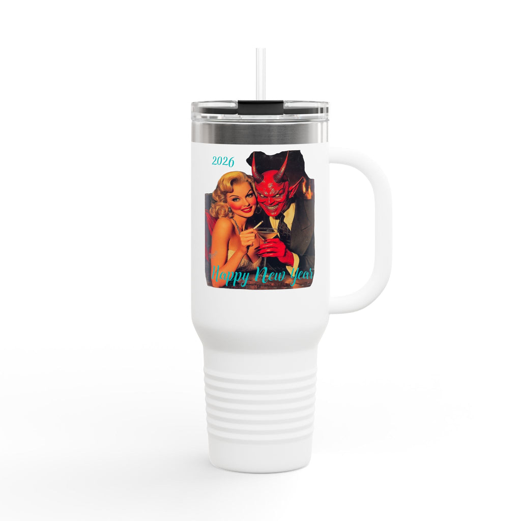 Travel Mug, Happy New Year 2026 Mr Evil, Insulated Tumbler, 40oz, Gift for Him, Gift for Her, Funny Coffee Cup, Unique Mug