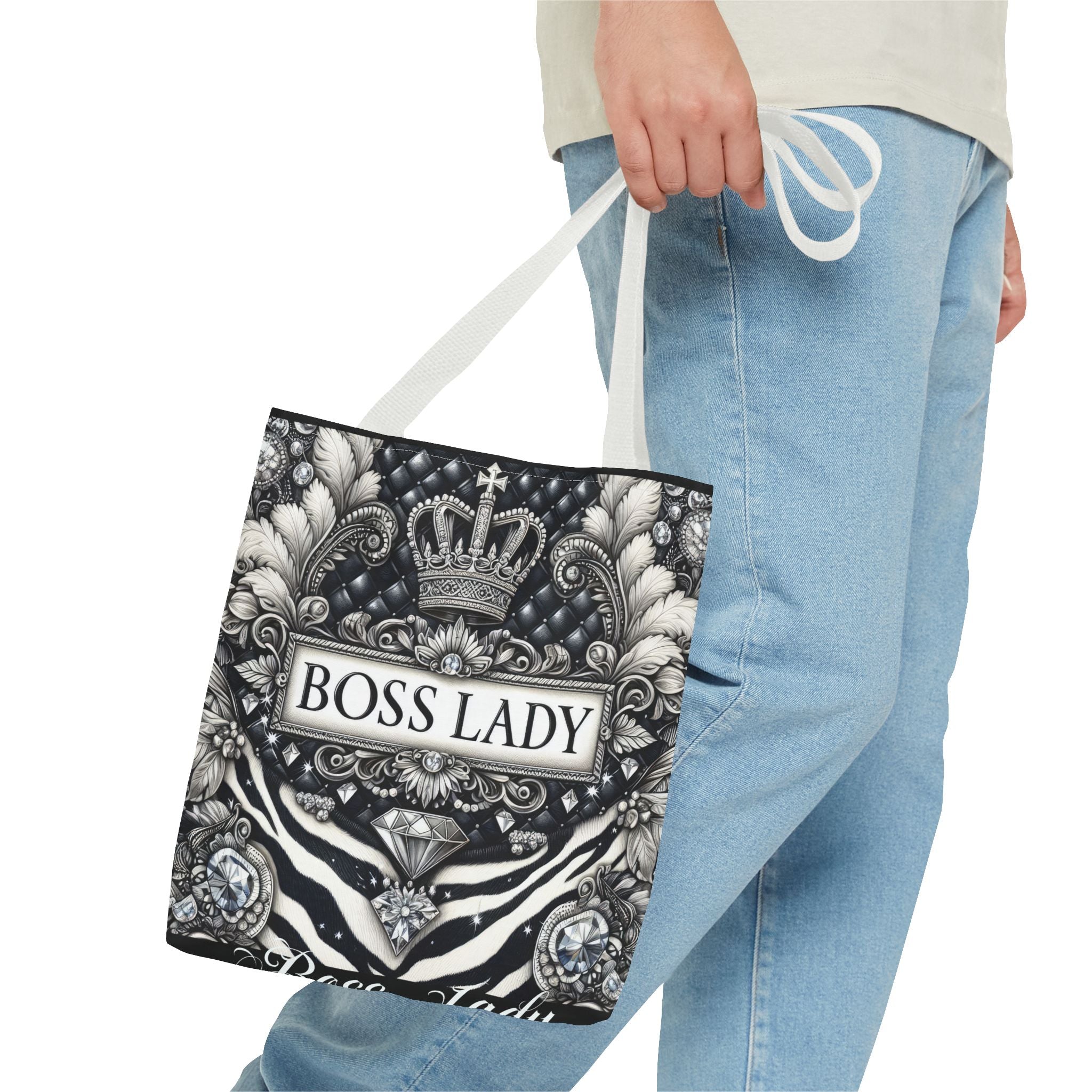 Boss Lady Inspirational Tote Bag, Motivational Gift for Women, Reusable Shopping Bag, Travel Accessory, Gym Bag, Self-Care Reminder