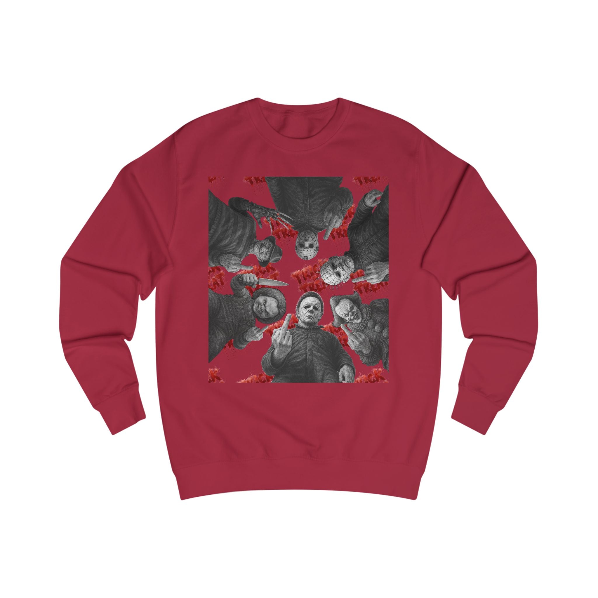 Retro Horror Trick or Treat Unisex Sweatshirt | Cozy Halloween Apparel, Perfect for Fall Celebrations, Gift for Ghost Lovers, Holiday Fashion