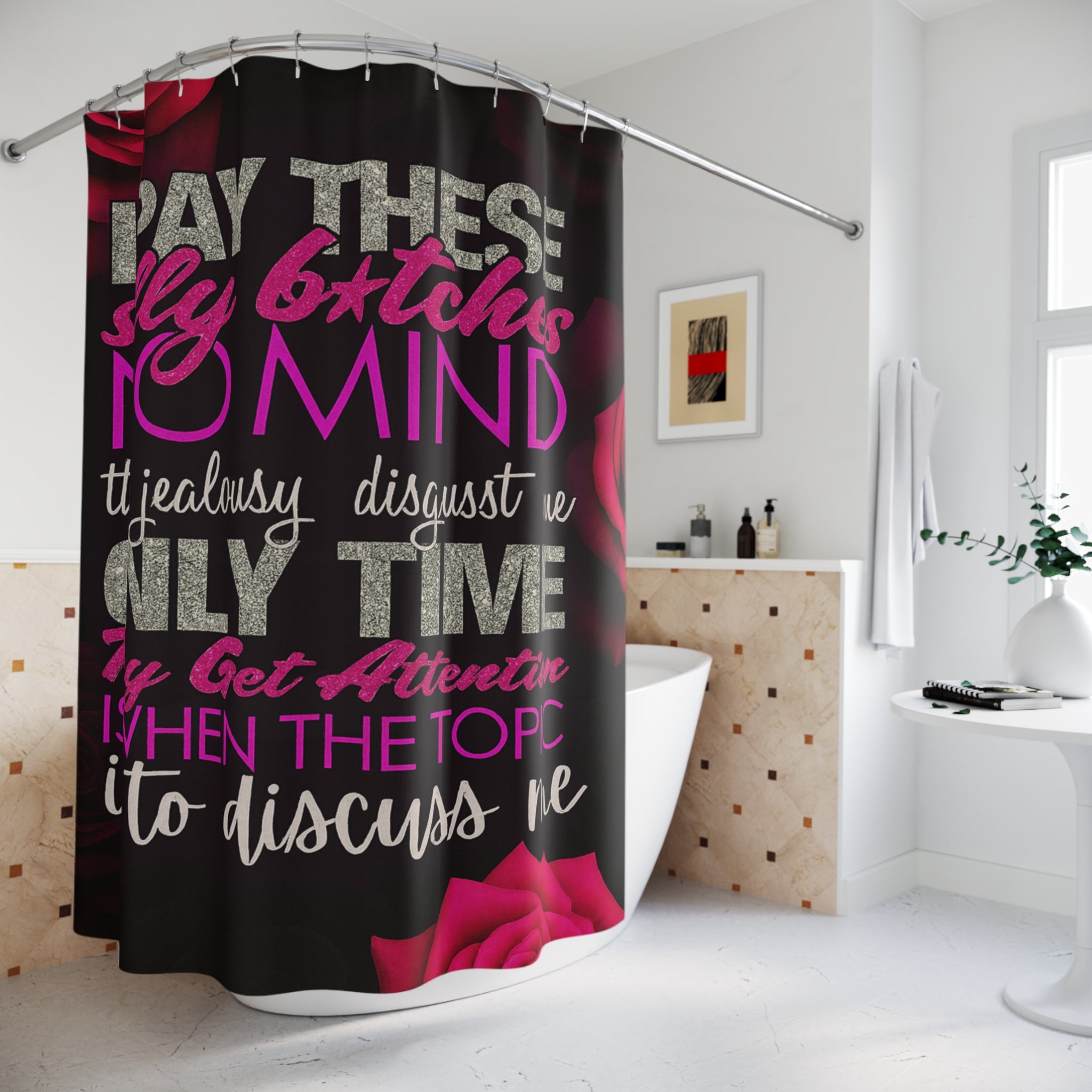 Bold Statement Shower Curtain "Silly Bitches" - Fun Bathroom Decor, Edgy Home Art, Unique Gift for Friends, Stylish Bathroom Accent