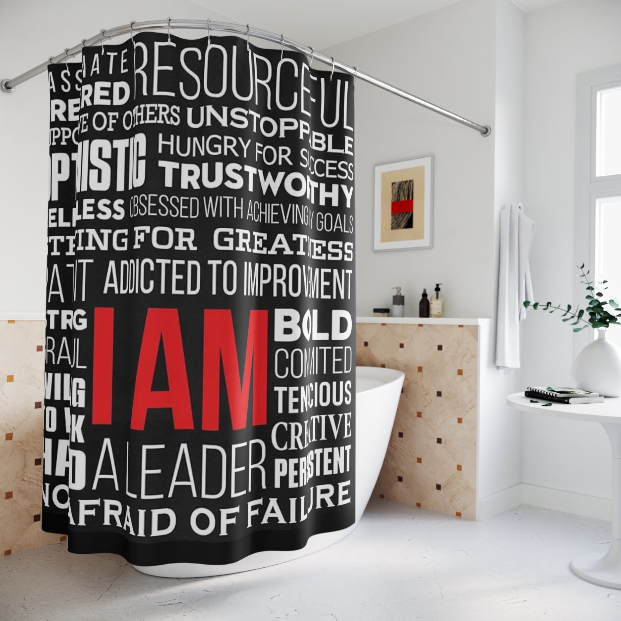 Shower Curtains - Motivational Words Encouraging Design
