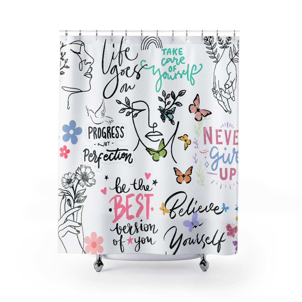 Girls Empowerment Motivational Shower Curtain