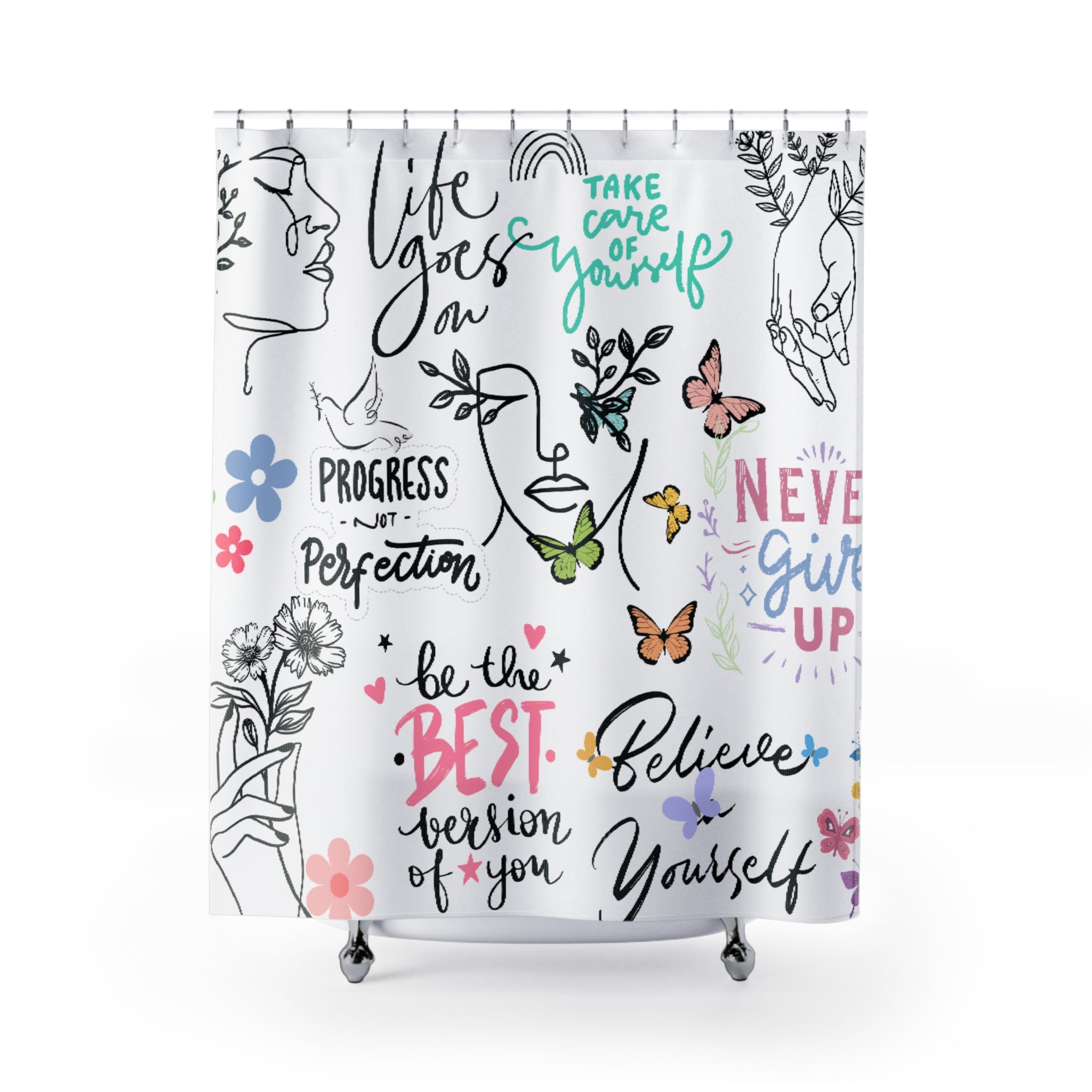 Girls Empowerment Motivational Shower Curtain