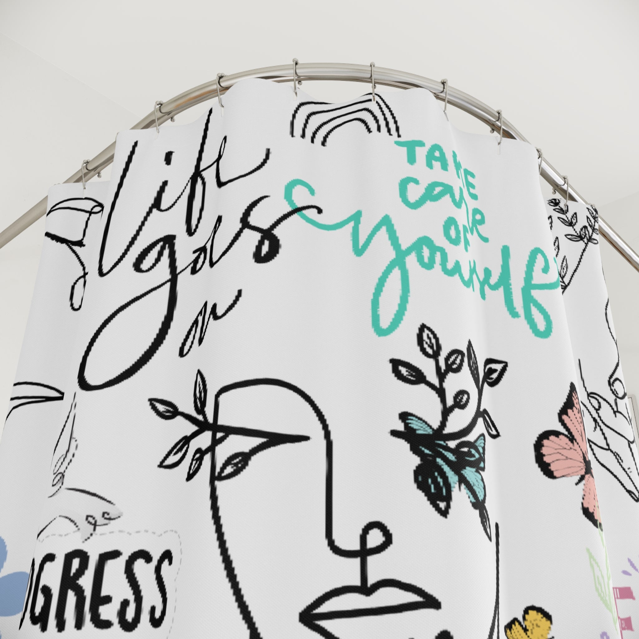 Girls Empowerment Motivational Shower Curtain