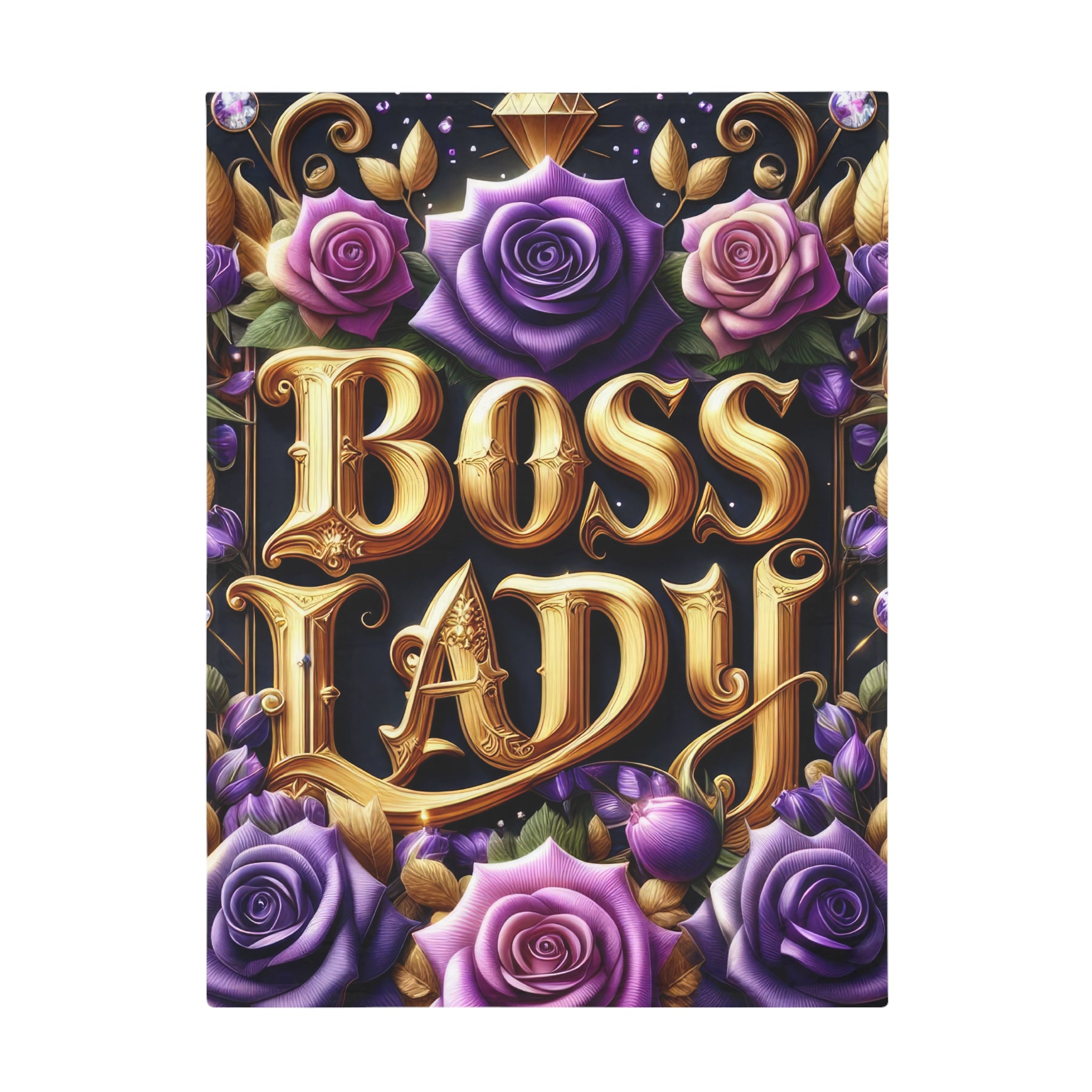 Boss Lady Plush Fleece Blanket, Cozy Throw Blanket, Flower Print Blanket, Gift for Her, Home Decor