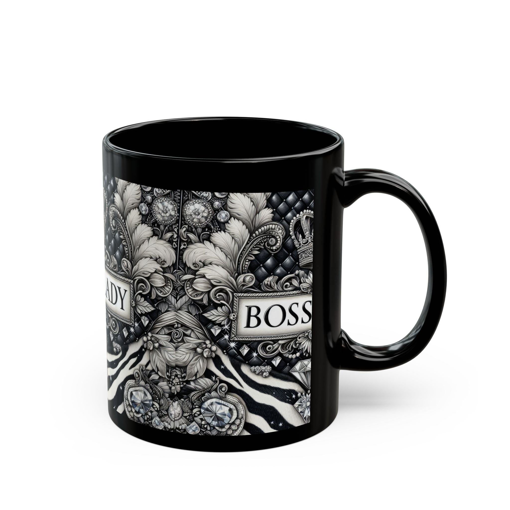 Boss Lady Black Mug - Gift for Her, Office Decor, Motivational Mug, Coffee Lover Gift, Empowerment Drinkware