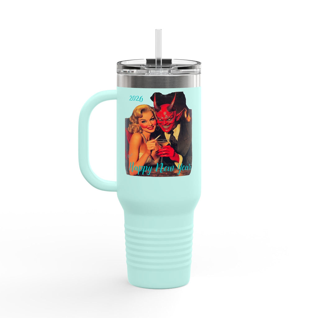 Travel Mug, Happy New Year 2026 Mr Evil, Insulated Tumbler, 40oz, Gift for Him, Gift for Her, Funny Coffee Cup, Unique Mug