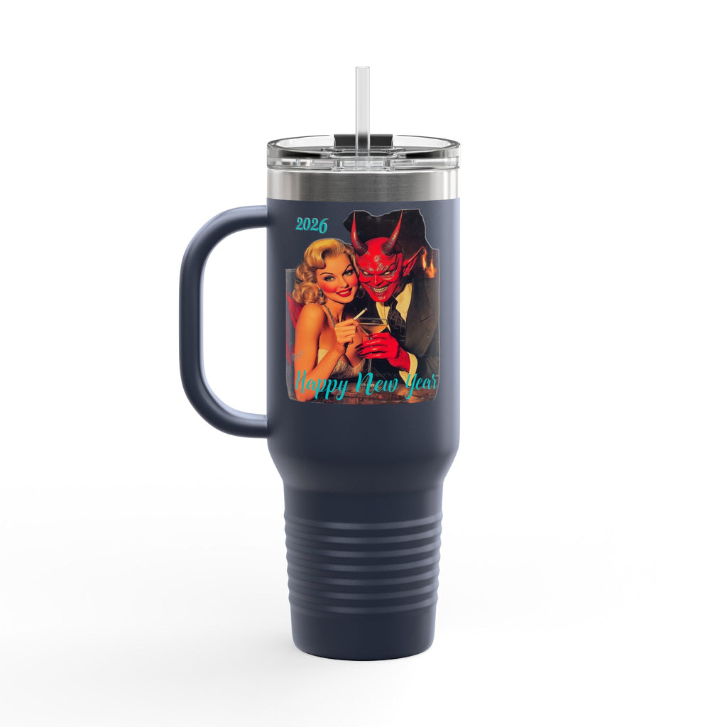 Travel Mug, Happy New Year 2026 Mr Evil, Insulated Tumbler, 40oz, Gift for Him, Gift for Her, Funny Coffee Cup, Unique Mug