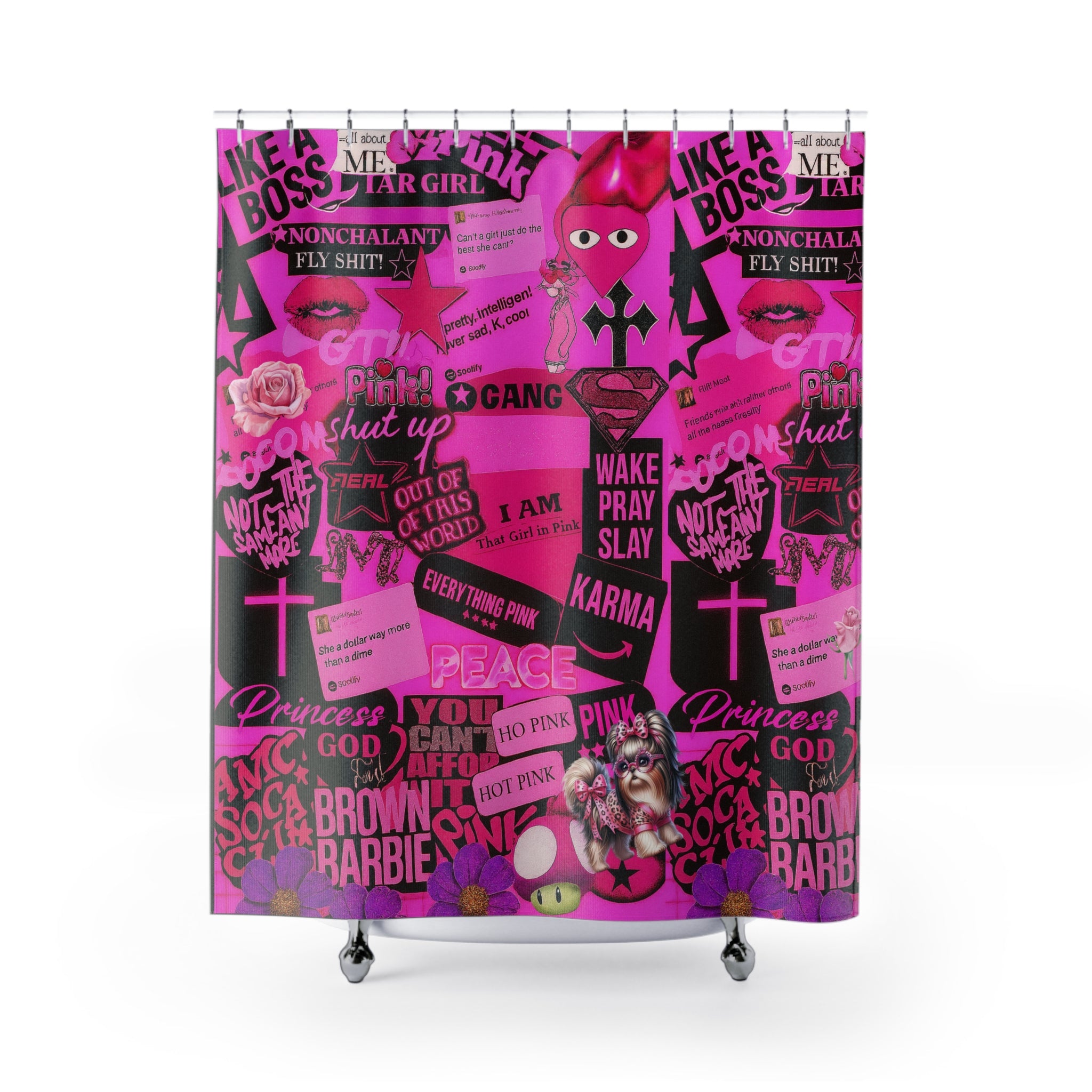 I Am That Girl in Pink Fashionista – Empowerment Collage Shower Curtain
