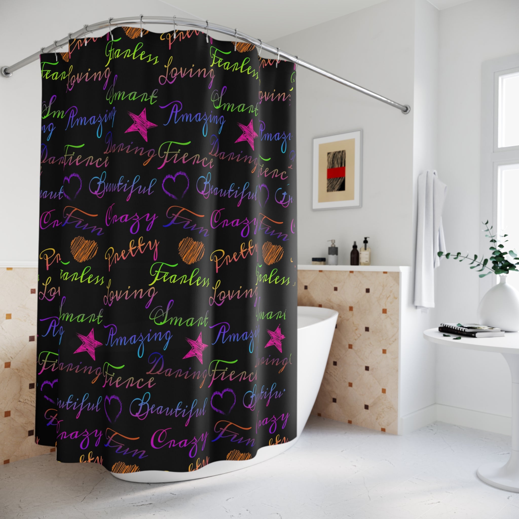 Neon Motivational Shower Curtains