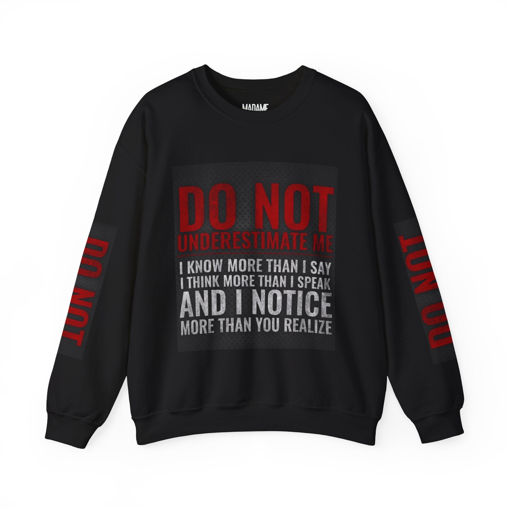 Do Not Understimate Me  Dark Funny Quote Jumper, Sarcastic Unisex Pullover, Edgy Graphic Sweater, Alternative Streetwear Top Grunge Clothin