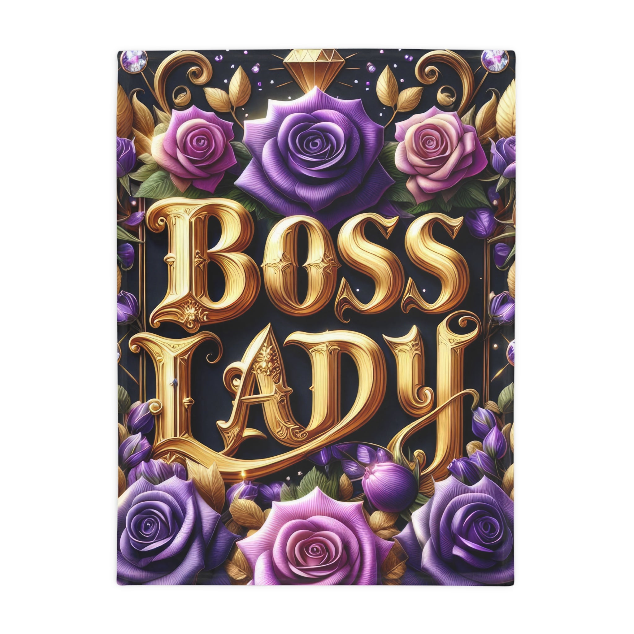 Boss Lady Plush Fleece Blanket, Cozy Throw Blanket, Flower Print Blanket, Gift for Her, Home Decor