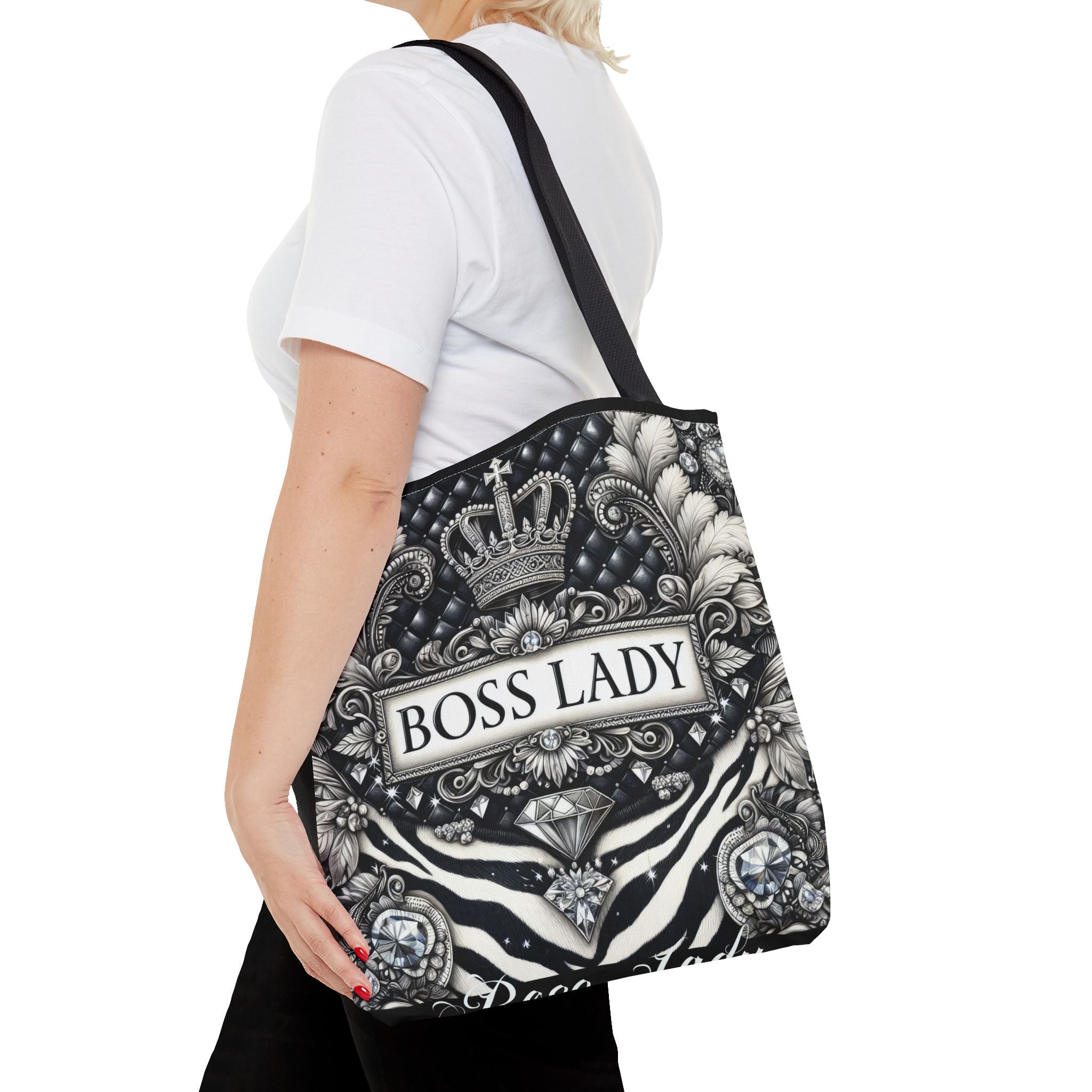 Boss Lady Inspirational Tote Bag, Motivational Gift for Women, Reusable Shopping Bag, Travel Accessory, Gym Bag, Self-Care Reminder