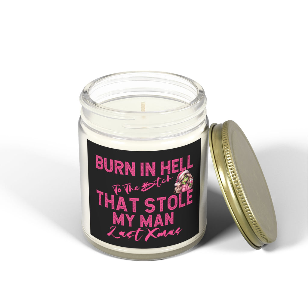 Revenge Scented Candles, Burn in Hell to the Bitch That stole My Man Last Xmas featuring Mrs Grinch, Natural Wax, Funny Candle, Revenge