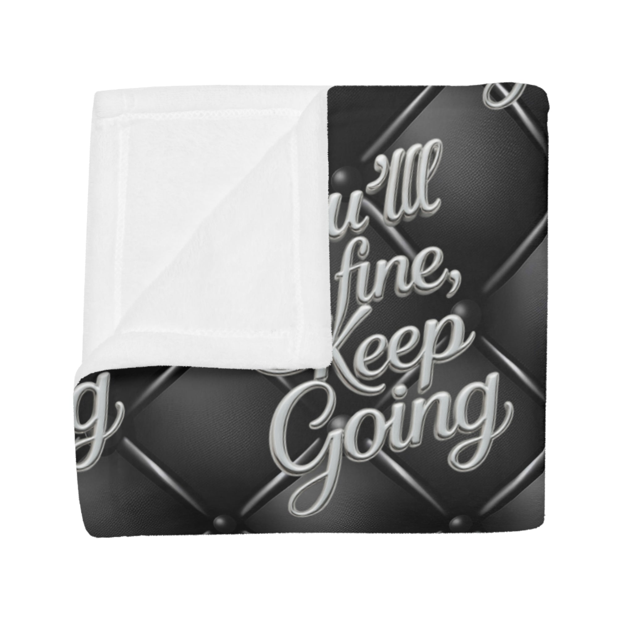 Plush Blanket You'll Be Fine Silver & Black
