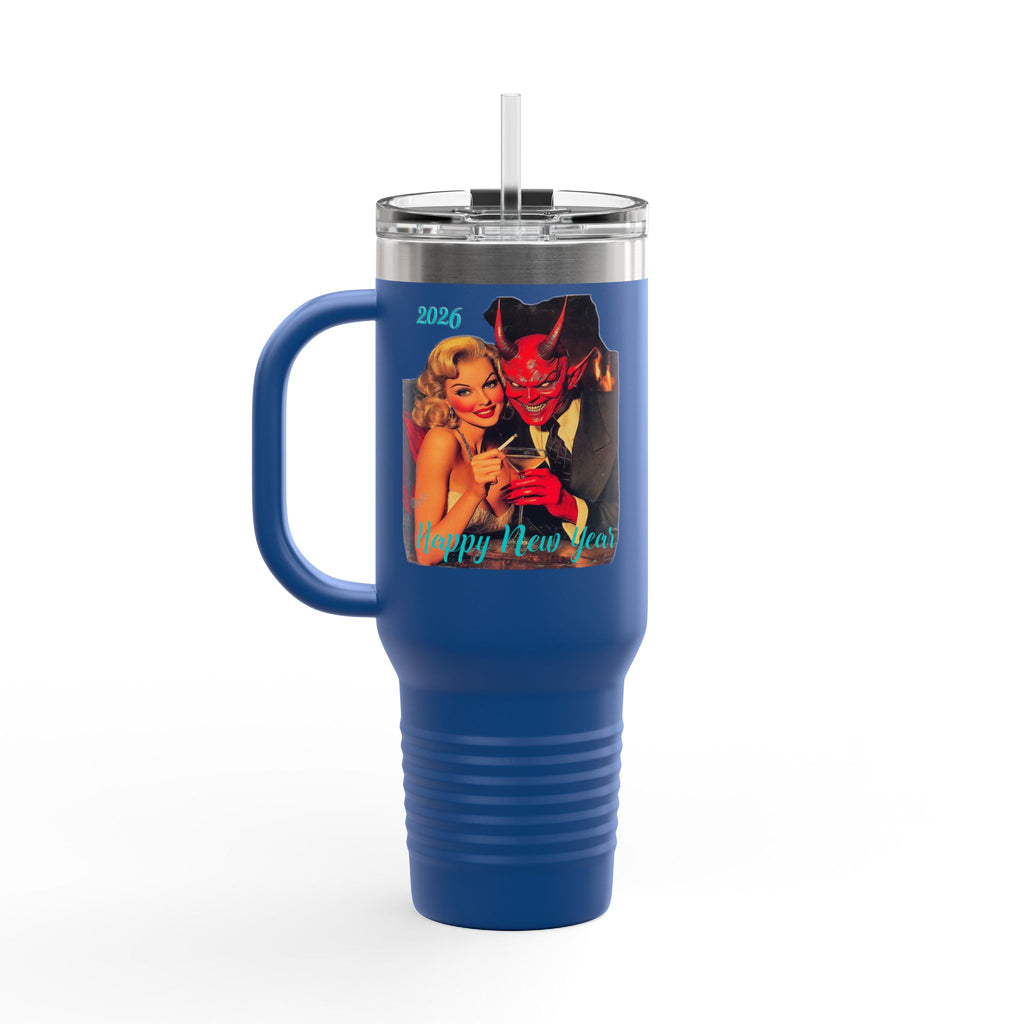 Travel Mug, Happy New Year 2026 Mr Evil, Insulated Tumbler, 40oz, Gift for Him, Gift for Her, Funny Coffee Cup, Unique Mug
