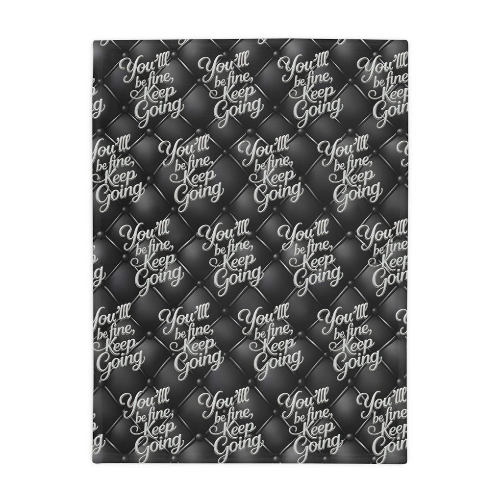 Plush Blanket You'll Be Fine Silver & Black