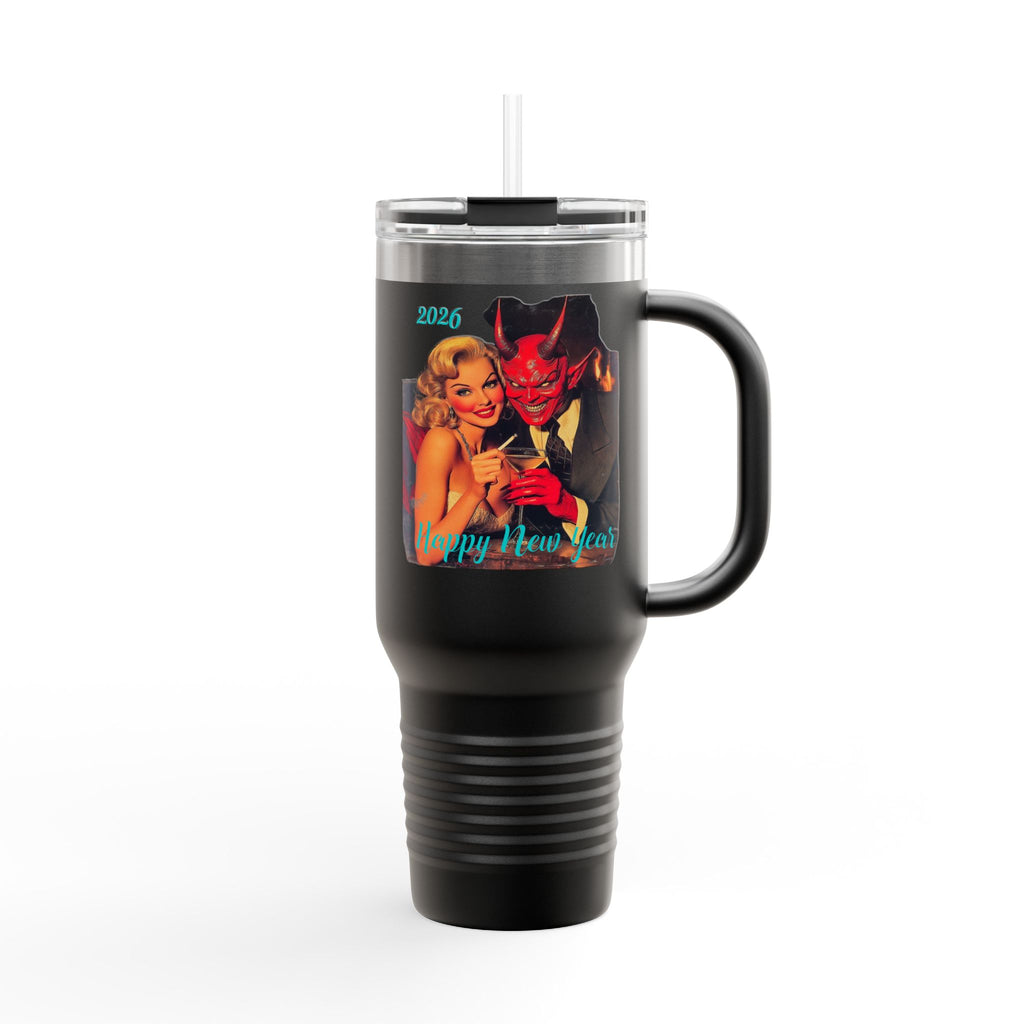 Travel Mug, Happy New Year 2026 Mr Evil, Insulated Tumbler, 40oz, Gift for Him, Gift for Her, Funny Coffee Cup, Unique Mug
