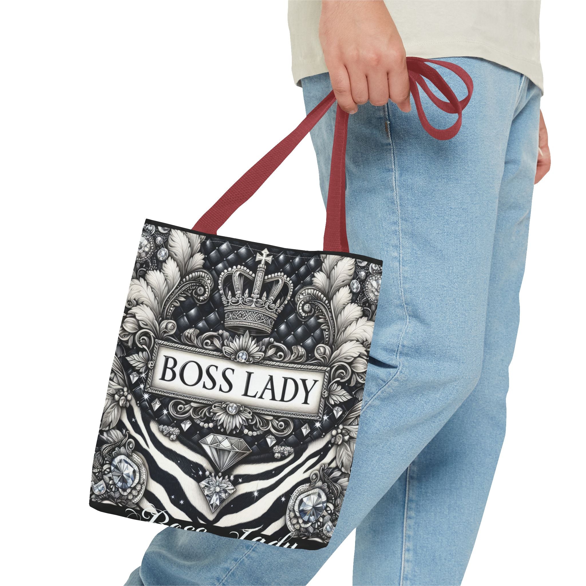 Boss Lady Inspirational Tote Bag, Motivational Gift for Women, Reusable Shopping Bag, Travel Accessory, Gym Bag, Self-Care Reminder