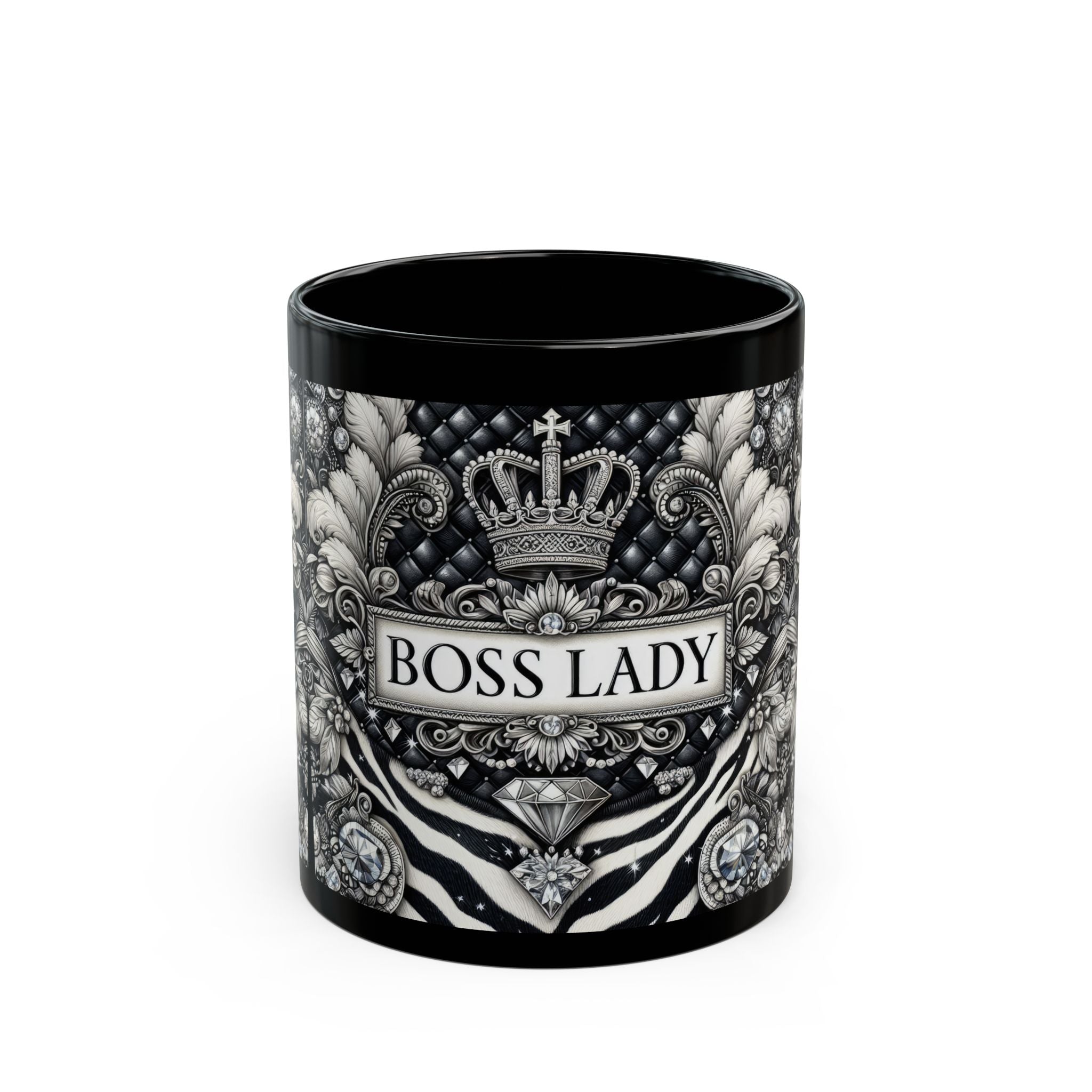 Boss Lady Black Mug - Gift for Her, Office Decor, Motivational Mug, Coffee Lover Gift, Empowerment Drinkware