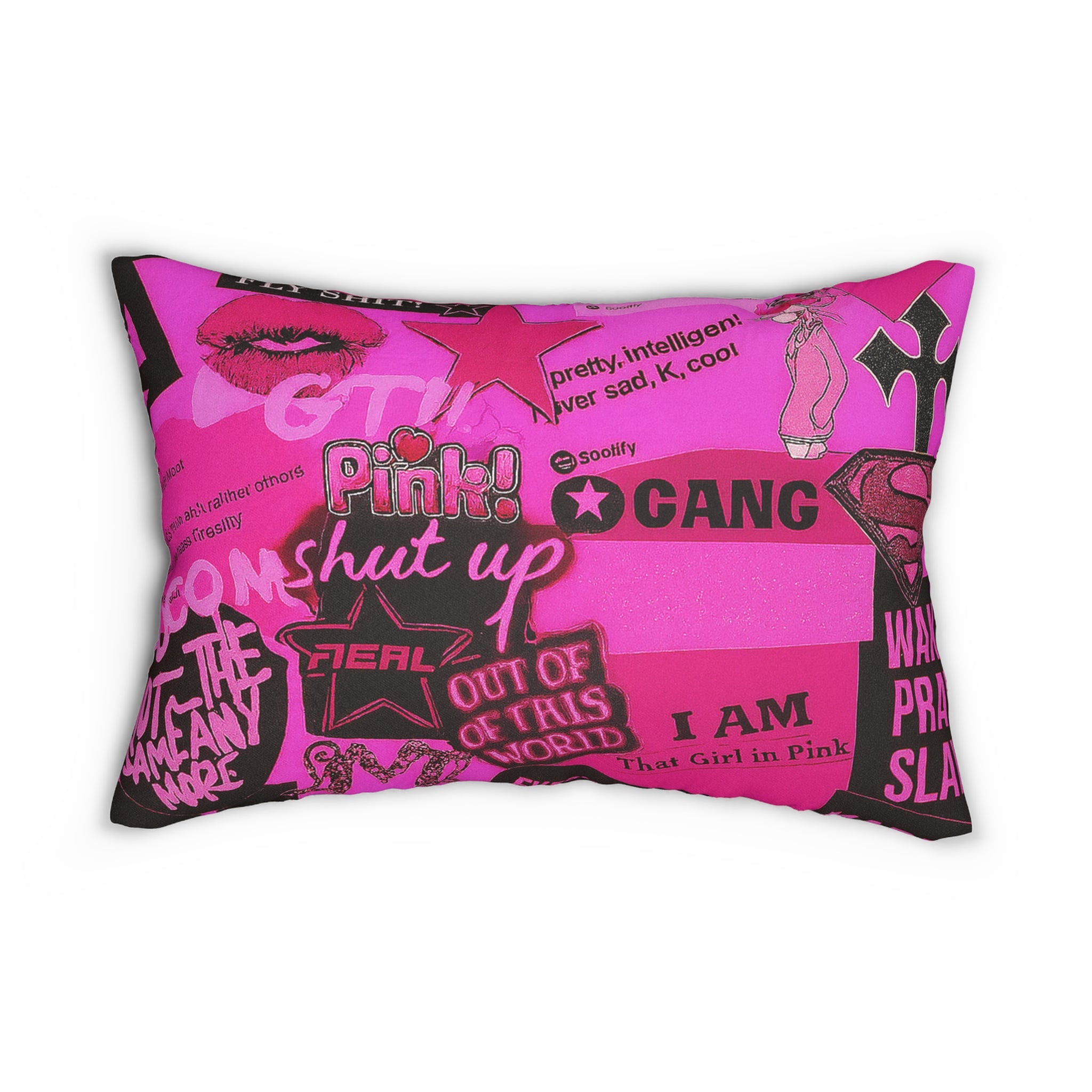 Pink Themed Lumbar Pillow, Fun and Stylish Throw Pillow, Perfect for Girls' Rooms, Gifts for Birthdays, Home Decor
