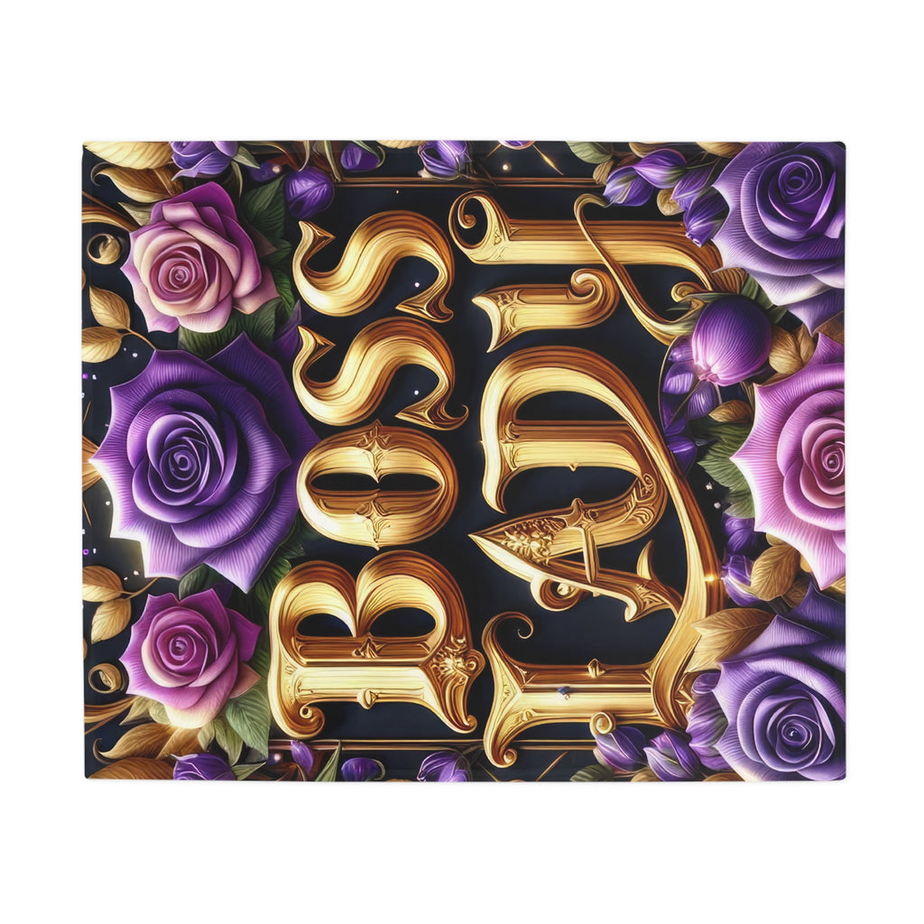 Boss Lady Plush Fleece Blanket, Cozy Throw Blanket, Flower Print Blanket, Gift for Her, Home Decor