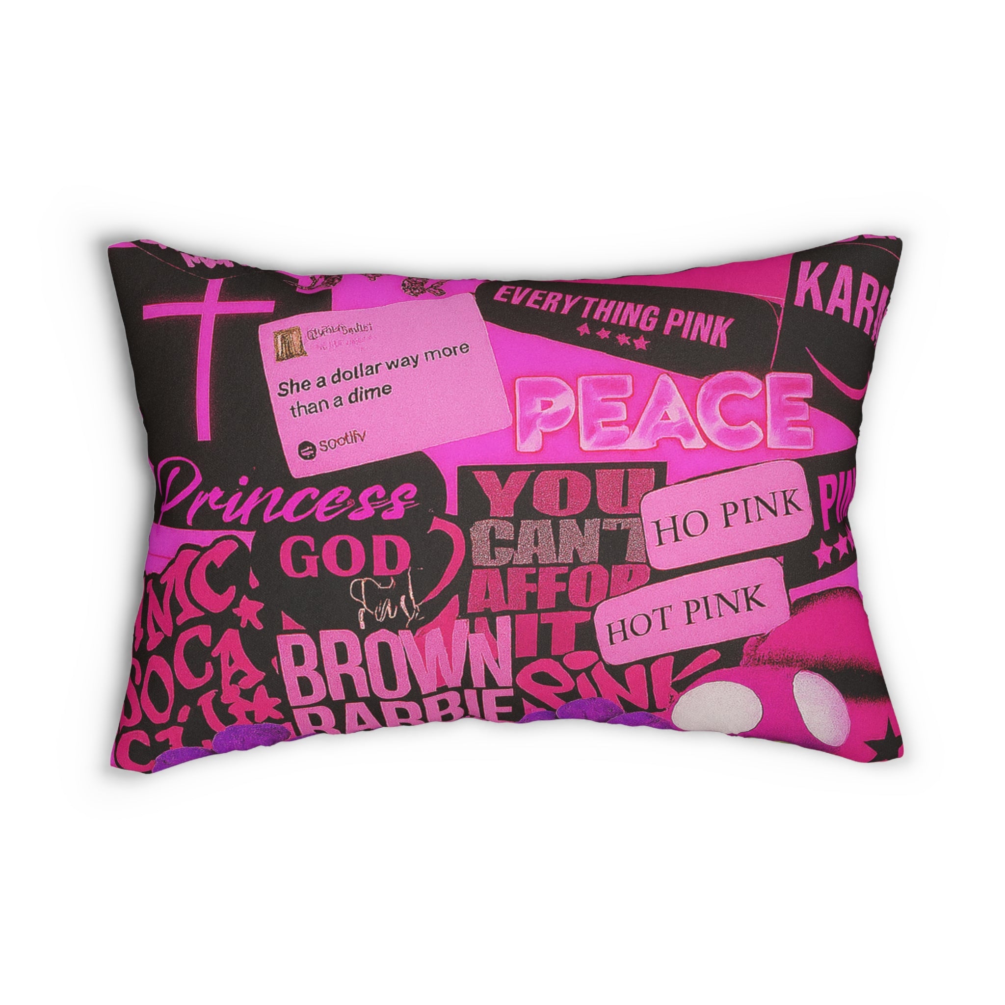 Pink Themed Lumbar Pillow, Fun and Stylish Throw Pillow, Perfect for Girls' Rooms, Gifts for Birthdays, Home Decor