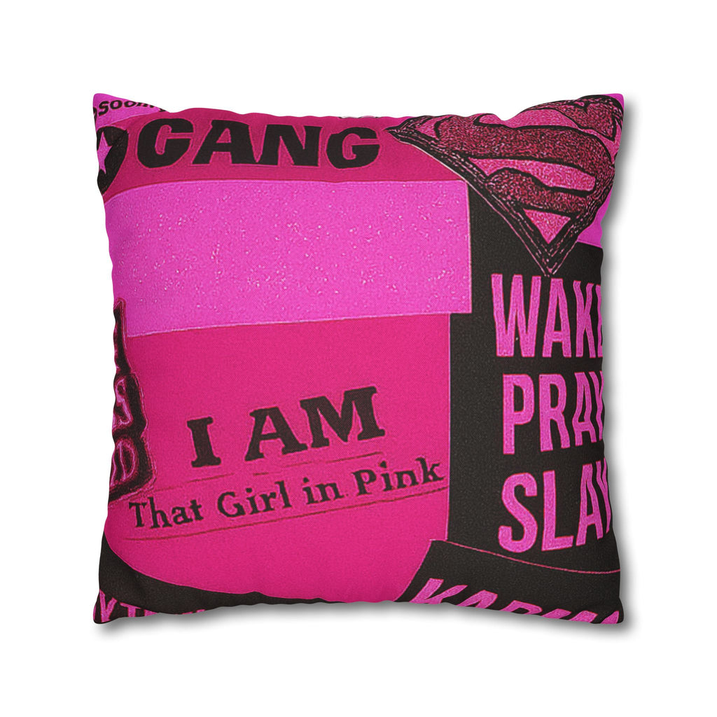 I Am That Girl in Pink Bold Graphic Pillowcase, Funky Home Decor, Statement Cushion,, Unique Bedroom Accessories