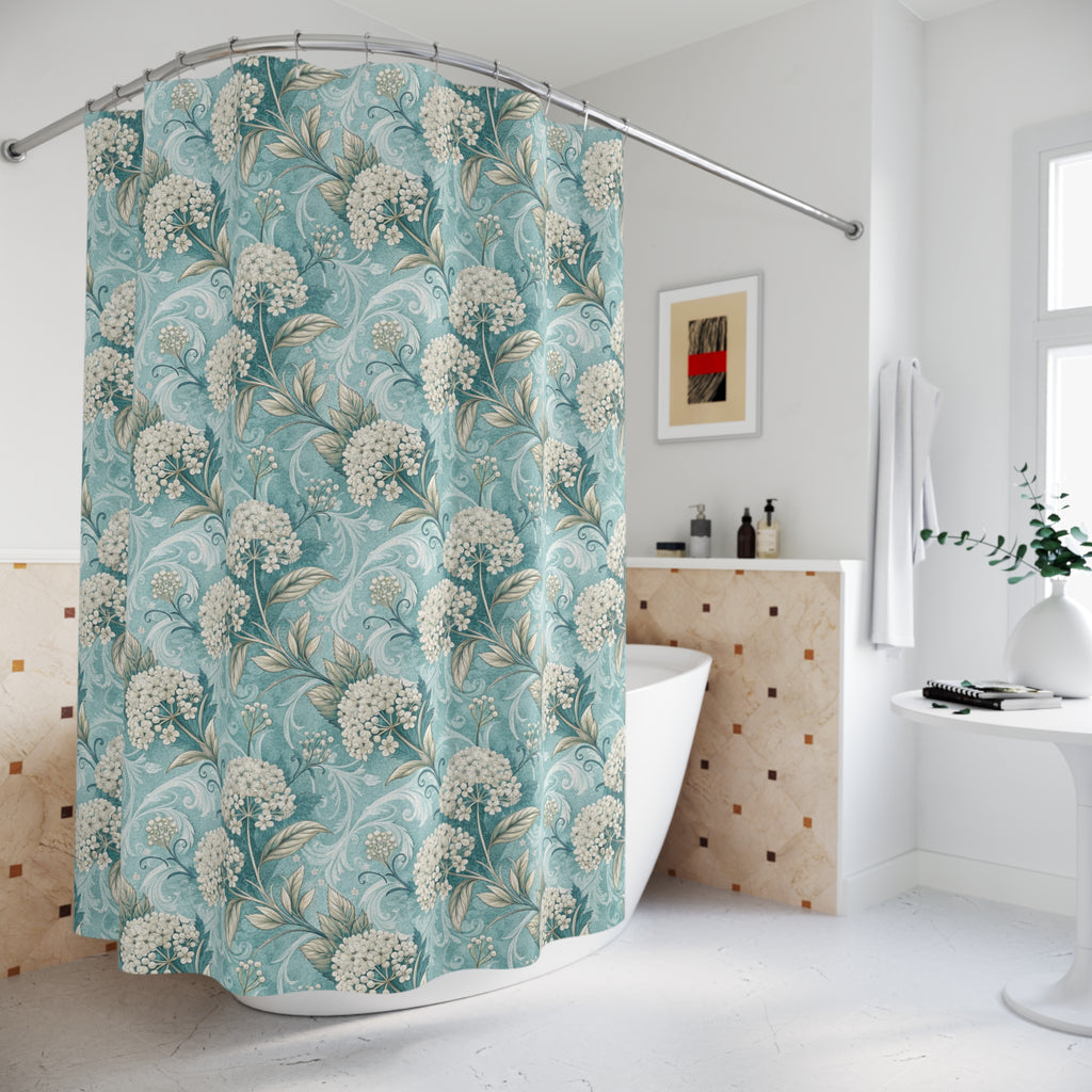 Teal Floral Pastels Shower Curtain