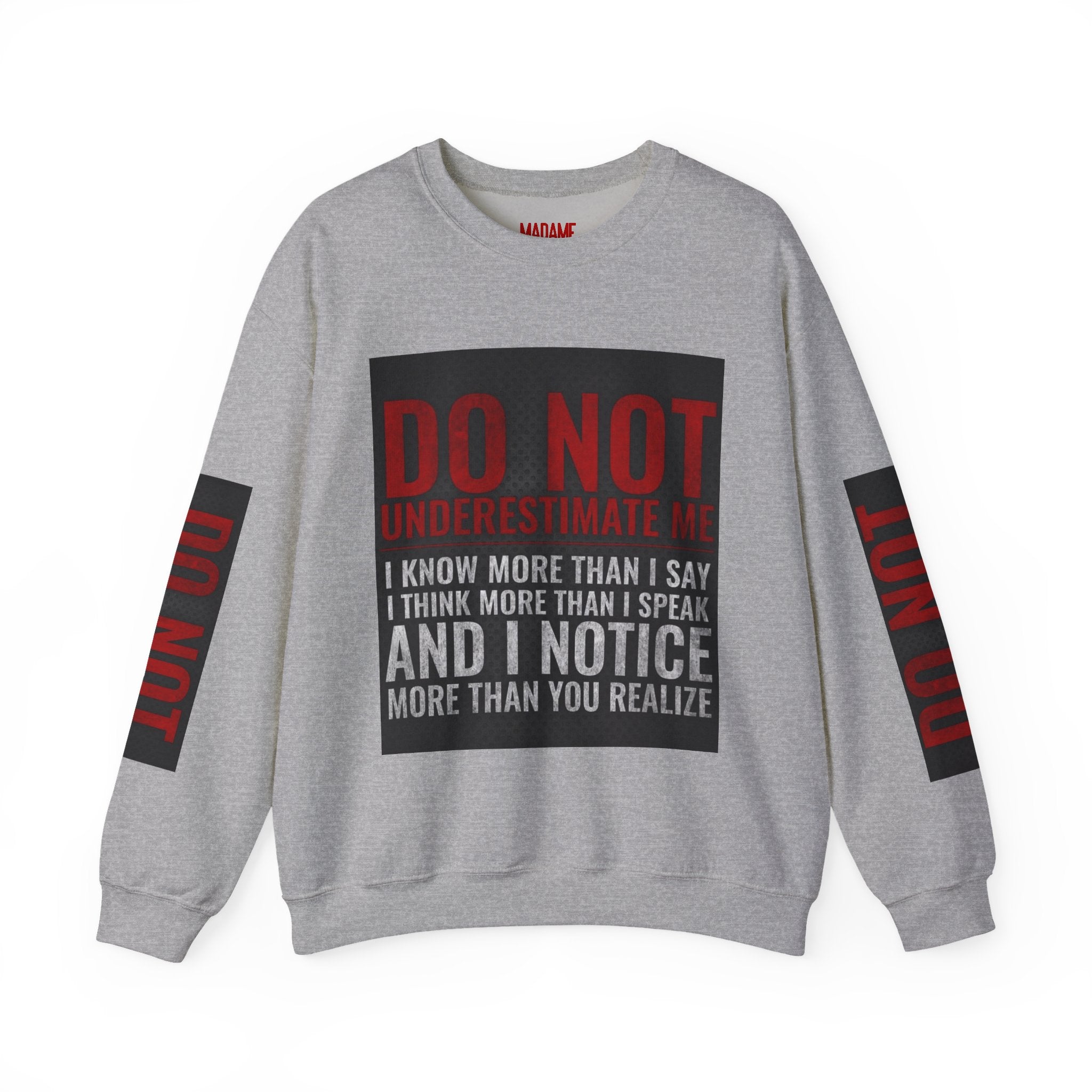 Do Not Understimate Me  Dark Funny Quote Jumper, Sarcastic Unisex Pullover, Edgy Graphic Sweater, Alternative Streetwear Top Grunge Clothin
