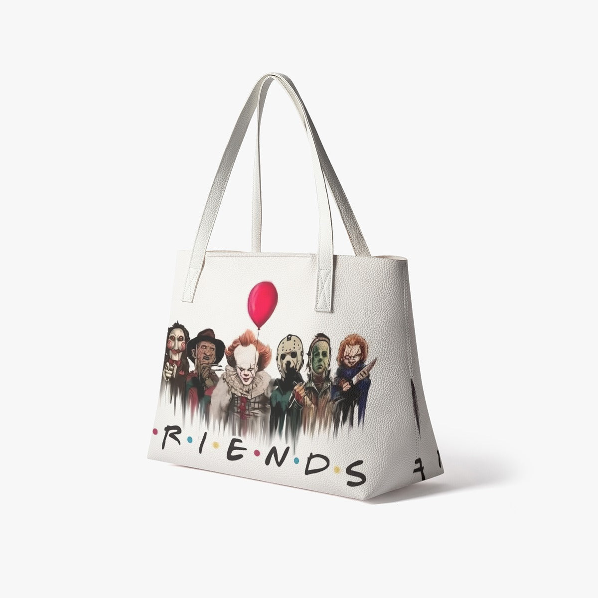 Retro FRIENDS White PU Leather Tote Bag