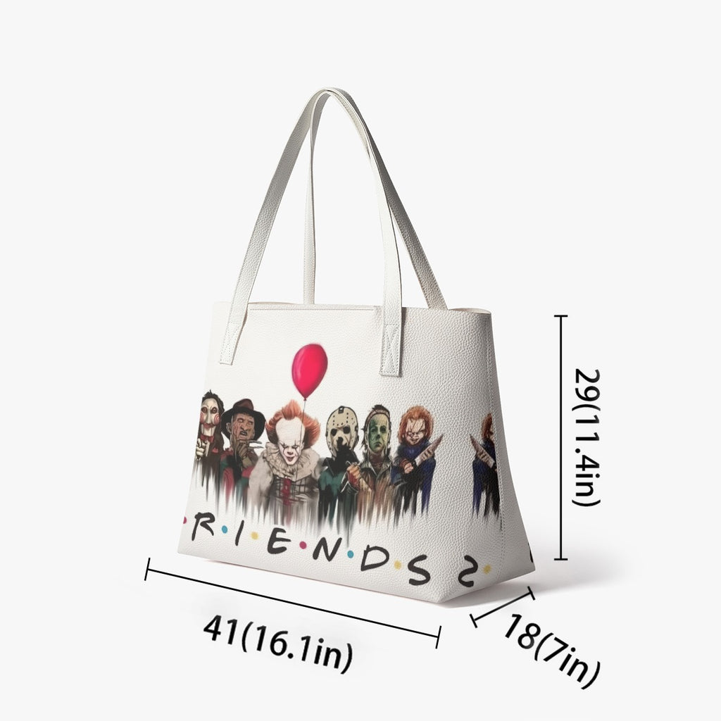 Retro FRIENDS White PU Leather Tote Bag
