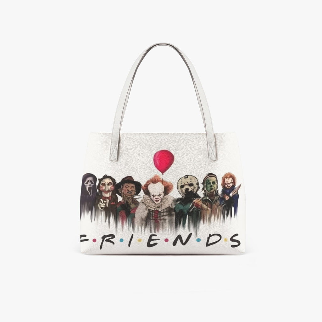 Retro FRIENDS White PU Leather Tote Bag