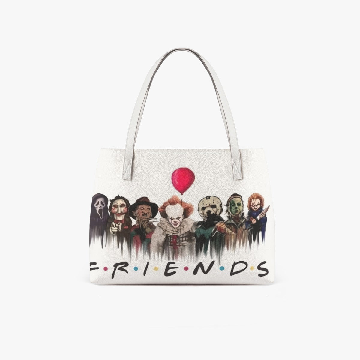 Retro FRIENDS White PU Leather Tote Bag