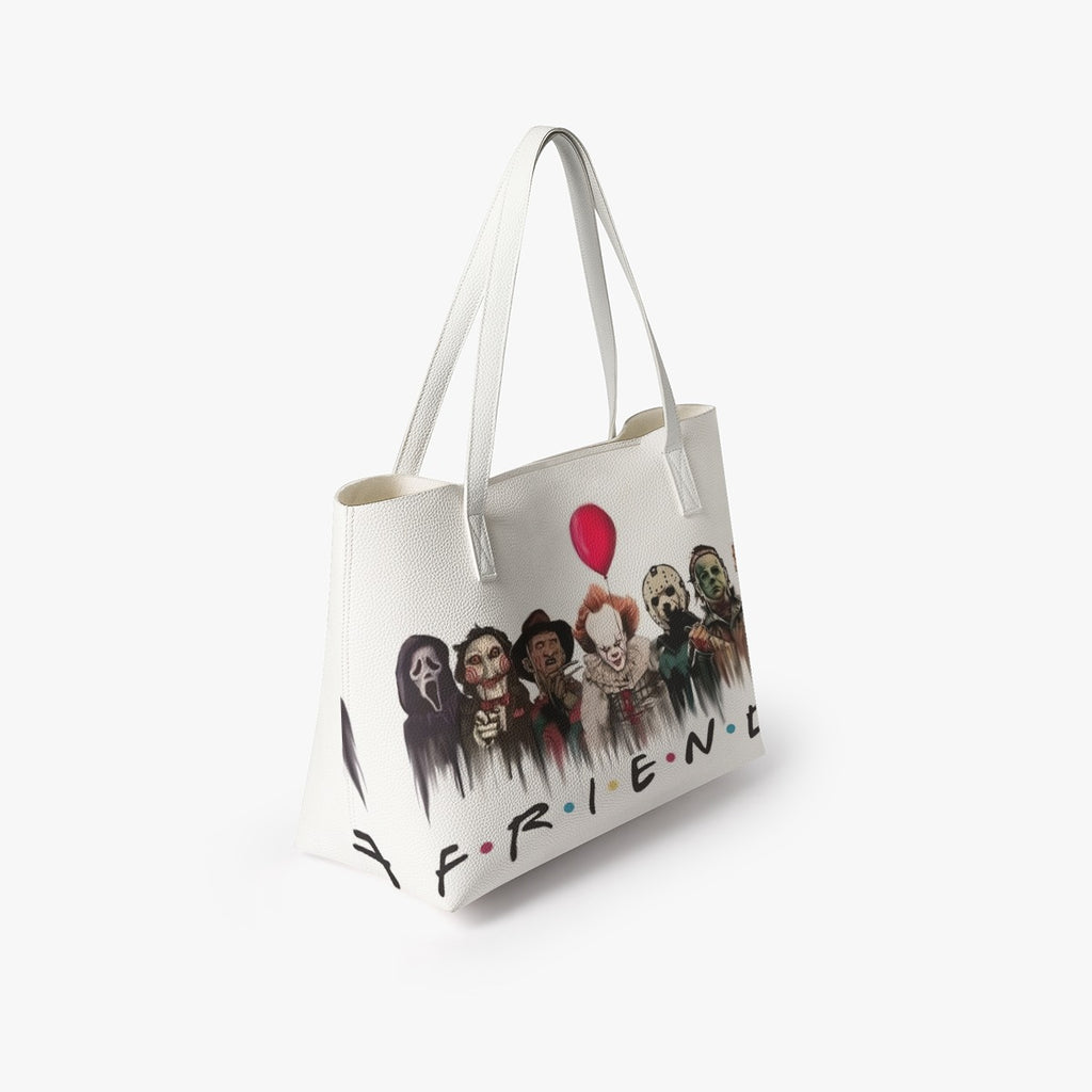 Retro FRIENDS White PU Leather Tote Bag