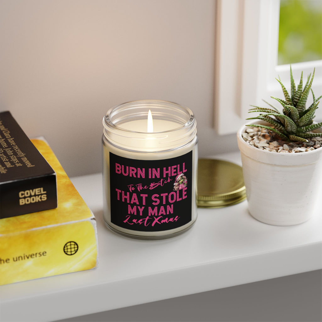 Revenge Scented Candles, Burn in Hell to the Bitch That stole My Man Last Xmas featuring Mrs Grinch, Natural Wax, Funny Candle, Revenge