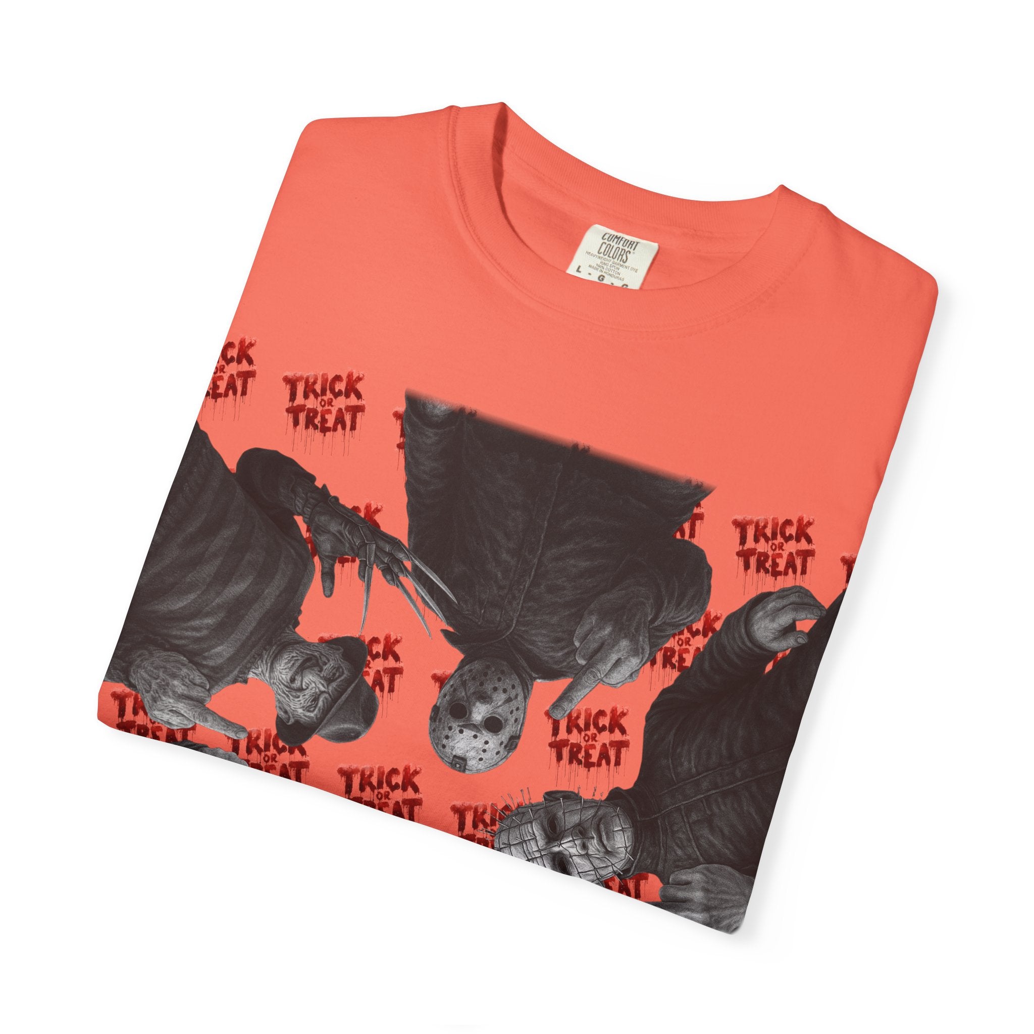 Horror Slashers Unisex T-shirt - Retro Michael Myers, Freddy, Jason, Chucky Middle Finger Design