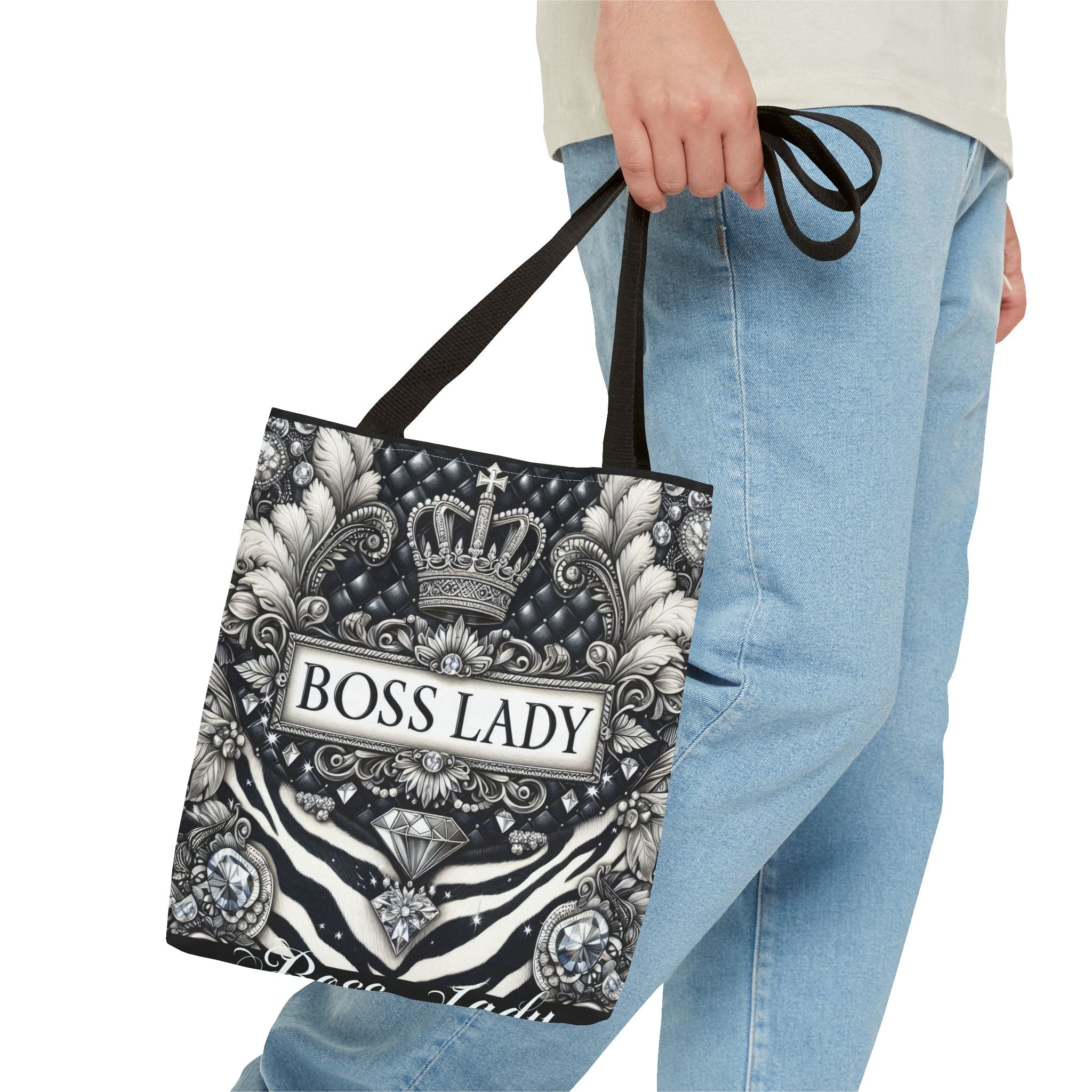 Boss Lady Inspirational Tote Bag, Motivational Gift for Women, Reusable Shopping Bag, Travel Accessory, Gym Bag, Self-Care Reminder