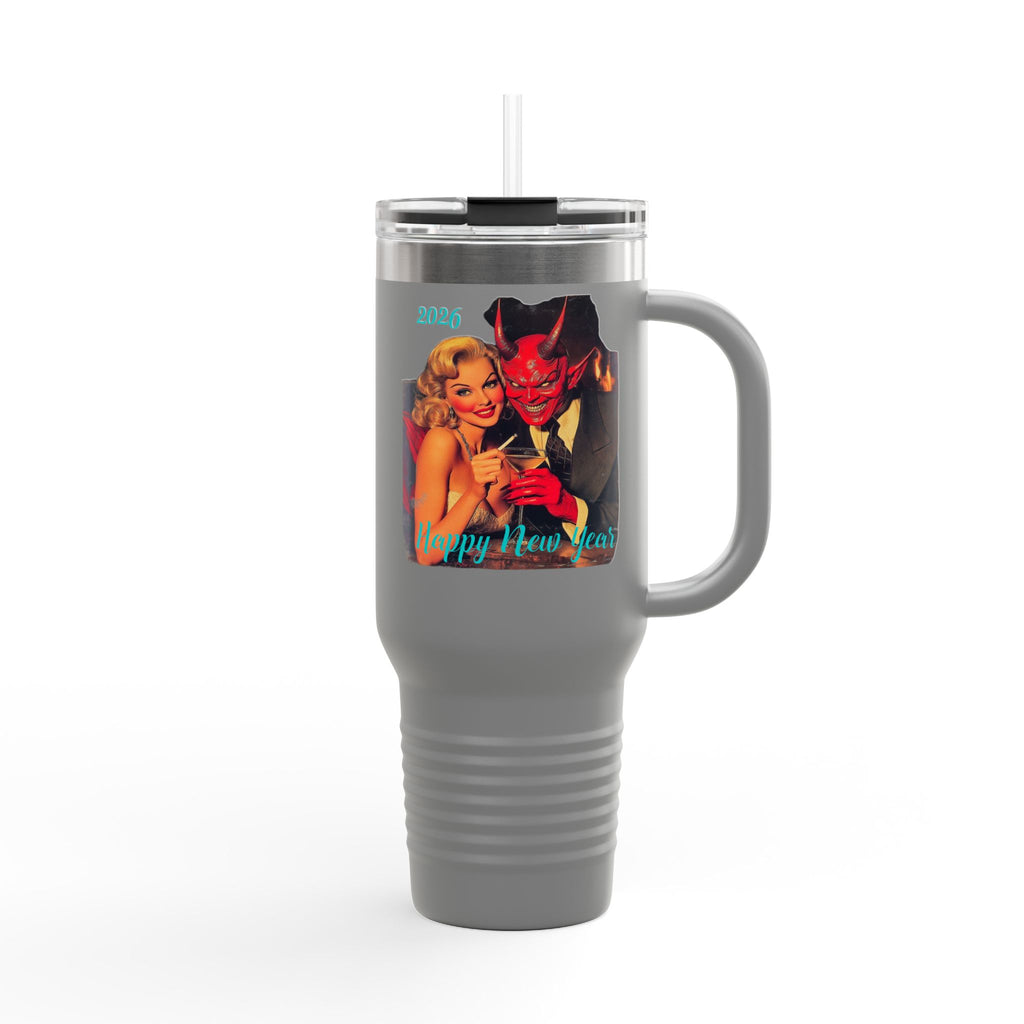Travel Mug, Happy New Year 2026 Mr Evil, Insulated Tumbler, 40oz, Gift for Him, Gift for Her, Funny Coffee Cup, Unique Mug