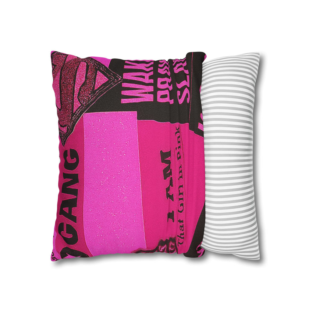 I Am That Girl in Pink Bold Graphic Pillowcase, Funky Home Decor, Statement Cushion,, Unique Bedroom Accessories