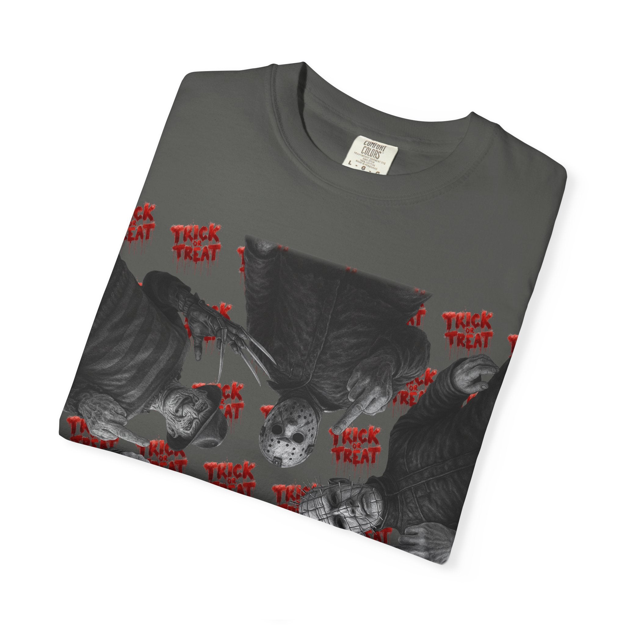 Horror Slashers Unisex T-shirt - Retro Michael Myers, Freddy, Jason, Chucky Middle Finger Design