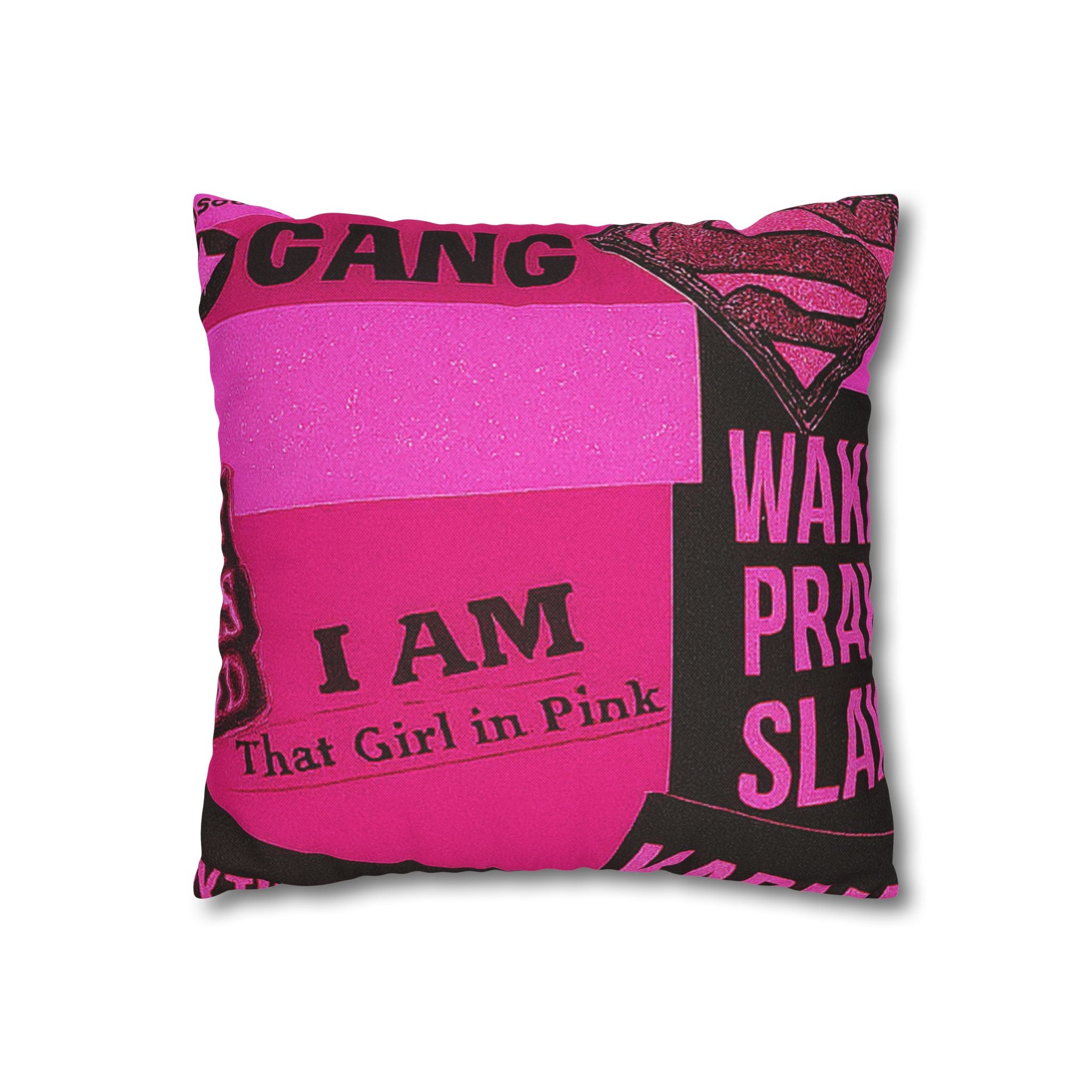I Am That Girl in Pink Bold Graphic Pillowcase, Funky Home Decor, Statement Cushion,, Unique Bedroom Accessories