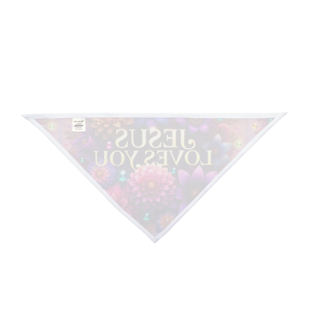 Jesus Loves You Floral Pet Bandana, Dog Accessory, Cute Pet Gift, Floral Pet Scarf, Holiday Pet Wear