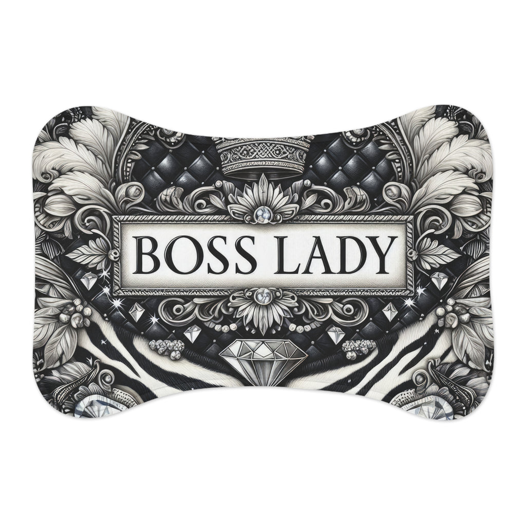 Boss Lady Stylish Pet Feeding Mats for Queens, Pet Accessories for Dog Lovers, Home Décor, Cat Feeding Tray, Boss Lady Dog Mat