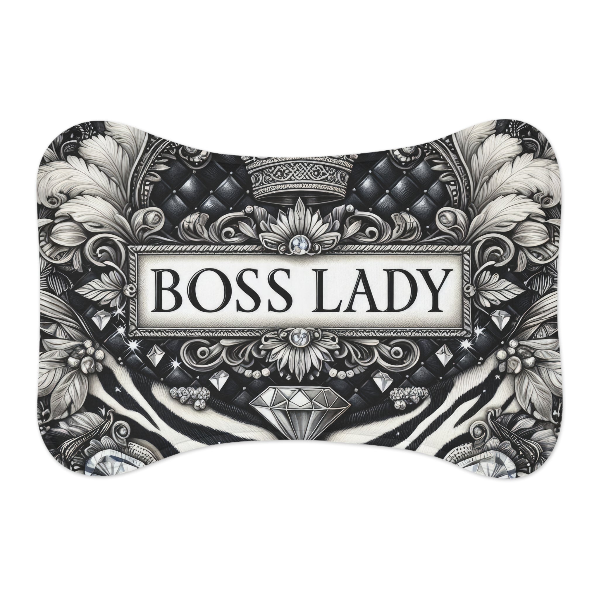 Boss Lady Stylish Pet Feeding Mats for Queens, Pet Accessories for Dog Lovers, Home Décor, Cat Feeding Tray, Boss Lady Dog Mat