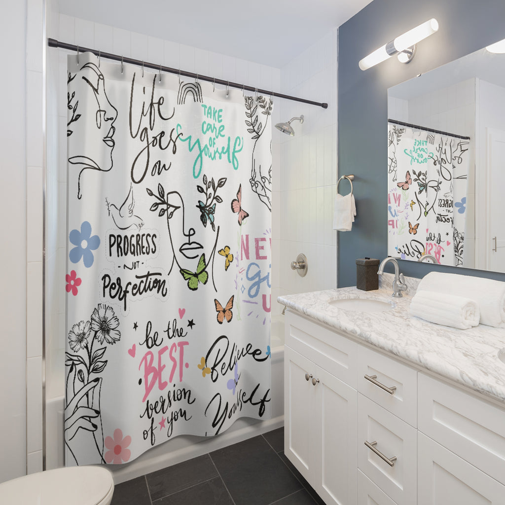 Girls Empowerment Motivational Shower Curtain