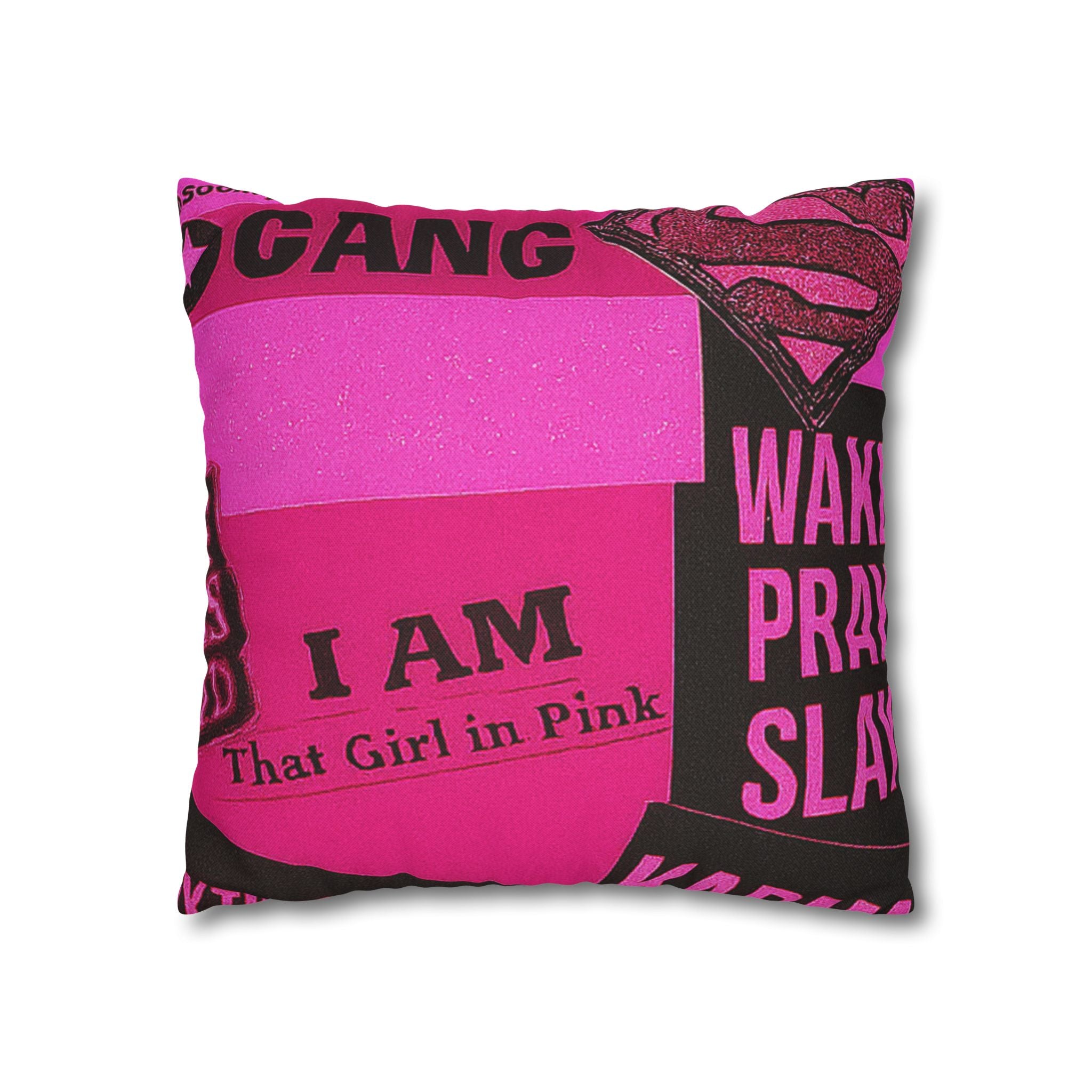 I Am That Girl in Pink Bold Graphic Pillowcase, Funky Home Decor, Statement Cushion,, Unique Bedroom Accessories