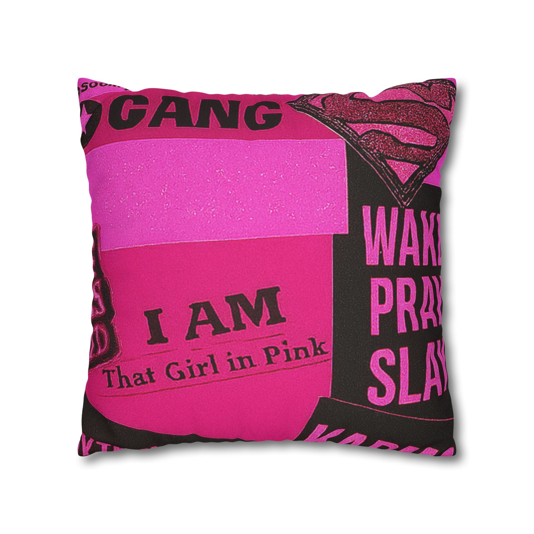 I Am That Girl in Pink Bold Graphic Pillowcase, Funky Home Decor, Statement Cushion,, Unique Bedroom Accessories