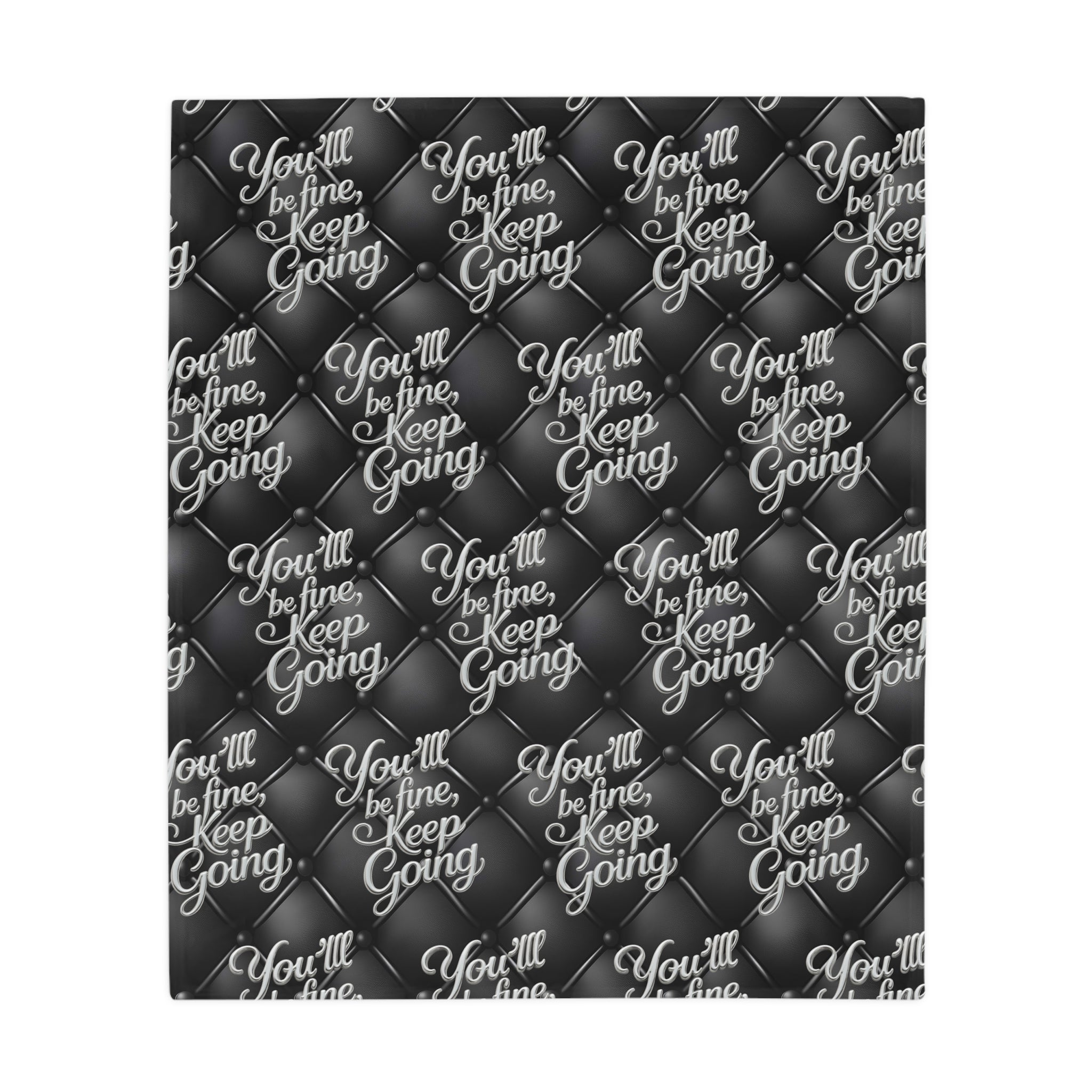 Plush Blanket You'll Be Fine Silver & Black